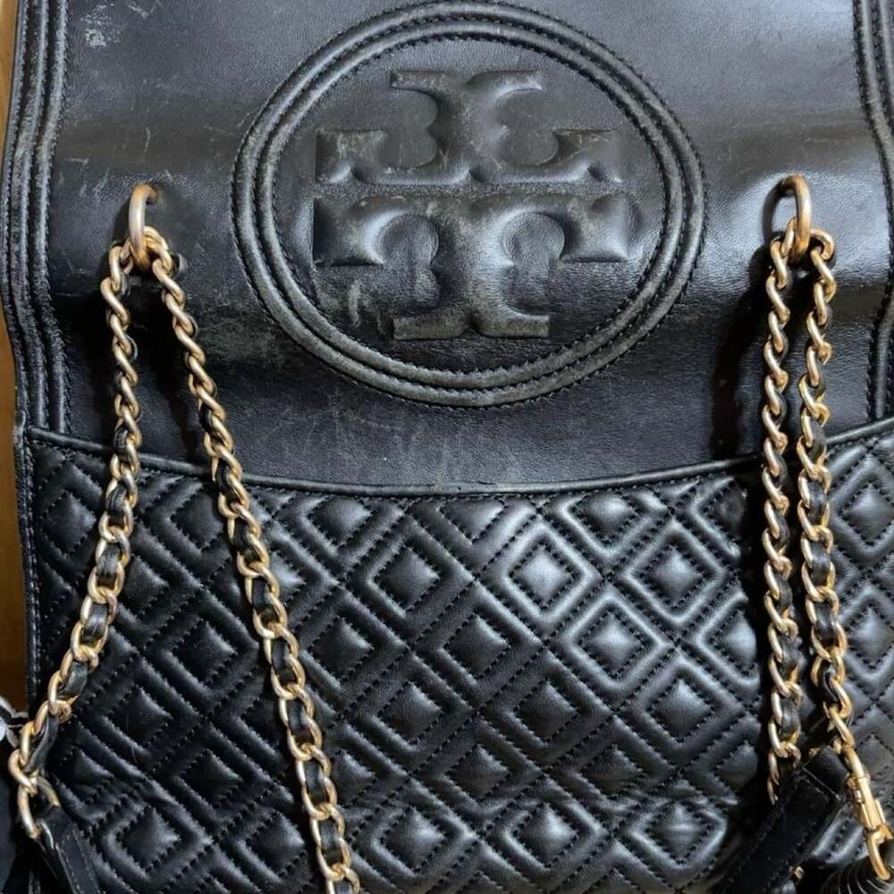 Tory Burch Fleming Quilted Black Leather Shoulder Bag - Picture 5 of 8